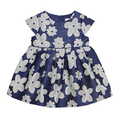 J by Jasper Conran Baby girls' navy jacquard floral dress